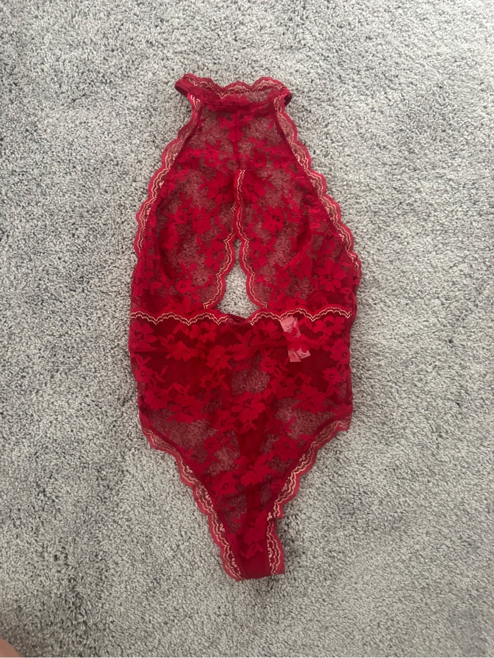 Victoria's Secret Red Lace Halter Teddy
